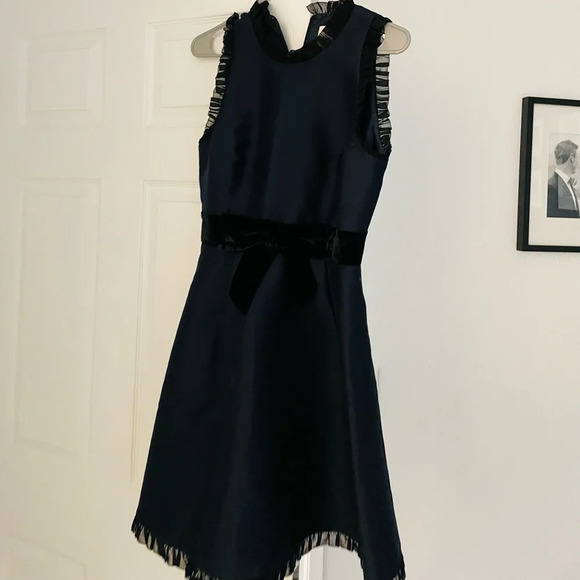 Kate spade velvet bow fit & flare navy dress - Picture 6 of 9